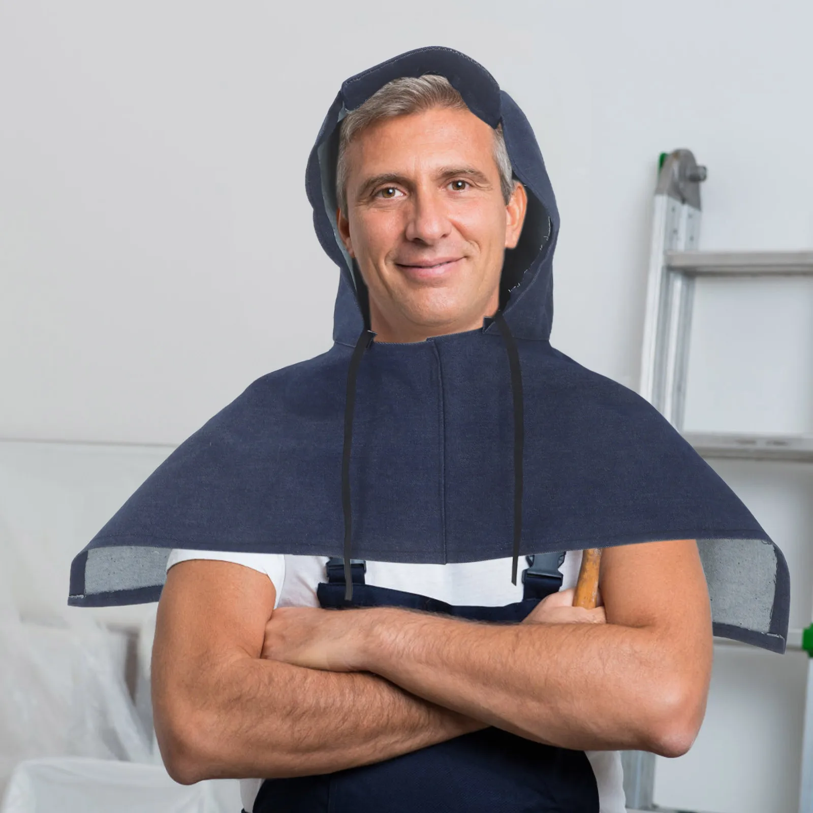 2 ensembles de capuche de protection industrielle, anti-poussière, Cape d'épaule, 2 ensembles de capuche de travail en Denim pour le ponçage, le meulage, équipement de sécurité d'atelier