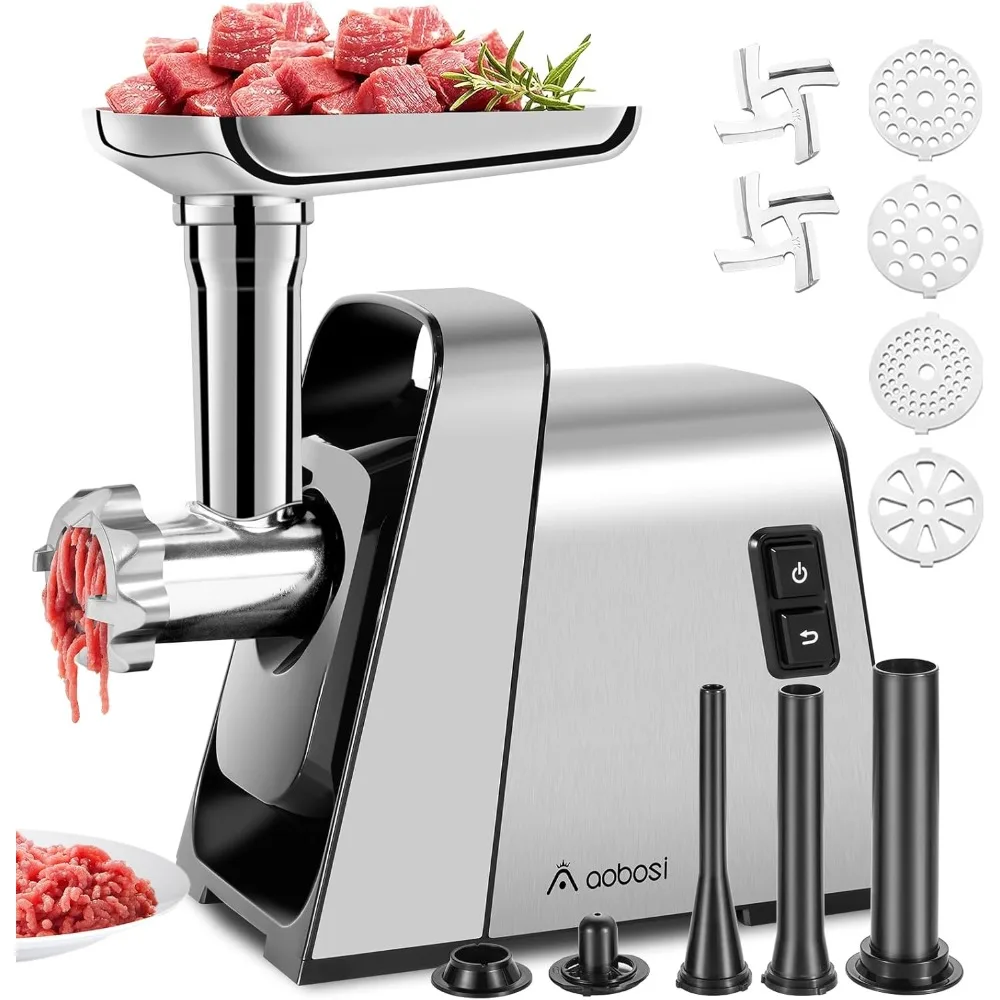 

Electric meat grinder, [maximum 3000W] heavy-duty meat grinder, equipped with 2 stainless steel blades and 4 grinding plates