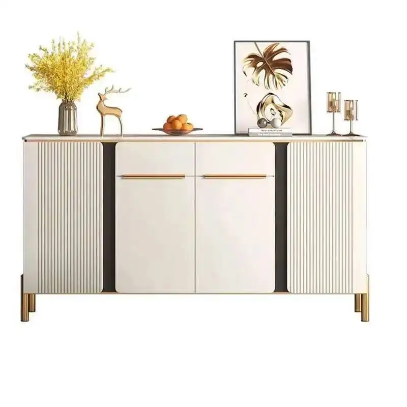 خزانة بيضاء فاخرة بأدراج أنيقة وخزائن غرفة المعيشة الفاخرة ذات التصميم الجمالي الإيطالي أثاث صالون التلفزيون Meuble #6