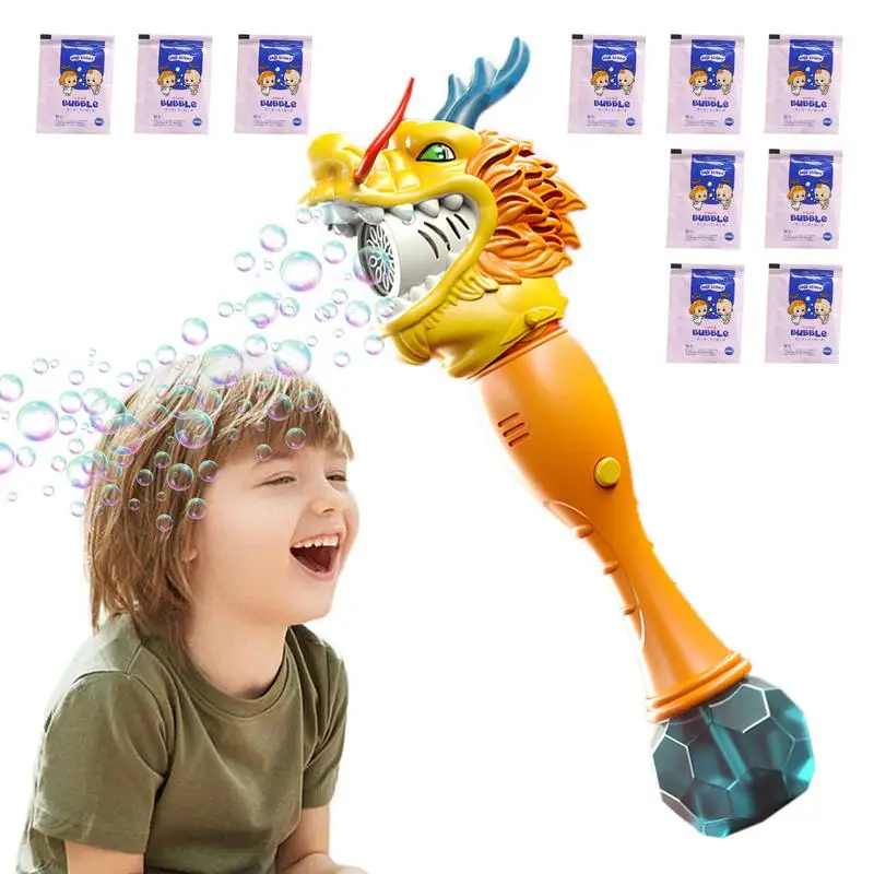 Bubble Maker Machines Battery Operated Portable Dragon Bubble Machine Electric Cartoon Dragon Year Bubble Wand With Lights Music