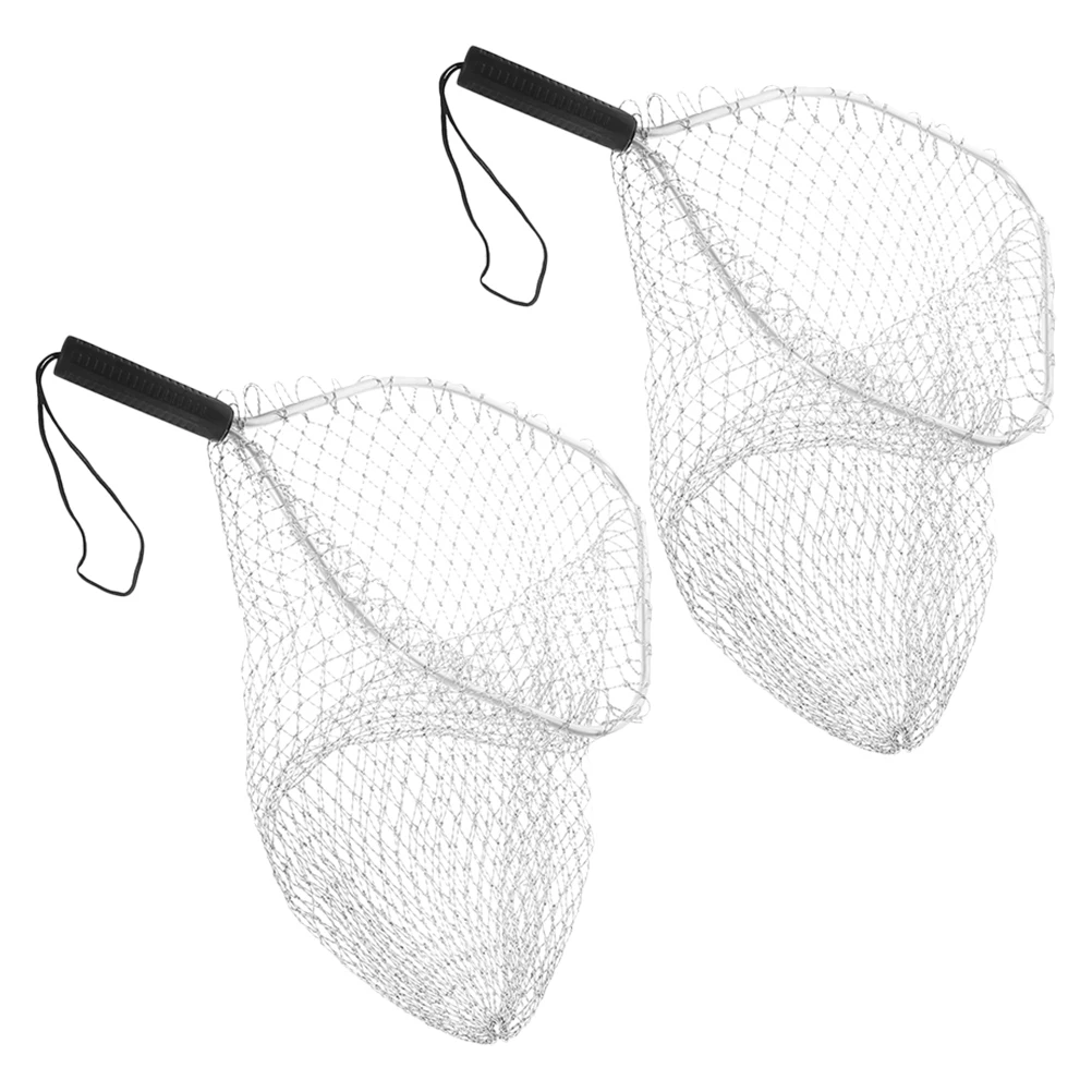

2pcs Copy Net High Strength Alloy Fishing Net Precision Design Damage Resistant Versatile Scenarios Portable Fishing Accessories