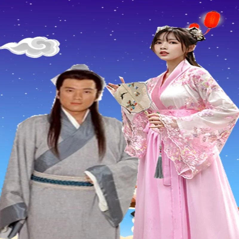 أزياء الهالوين Chang'e أحفاد دونغ يونغ الصينية القديمة Hanfu Ele Sakura أداء الزي الخصر طول رداء