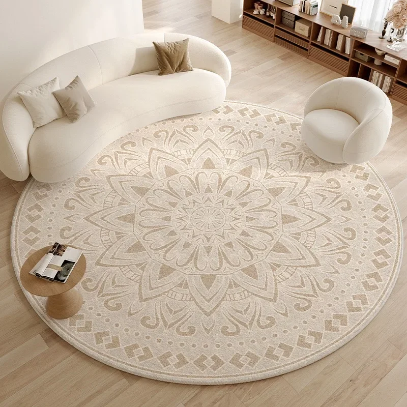 

Light Luxury Round Large Area Carpet Living Room Sofa Bedroom Rugs Bedside Home Decoration Fluffy Entrance Anti Slip Floor Mats