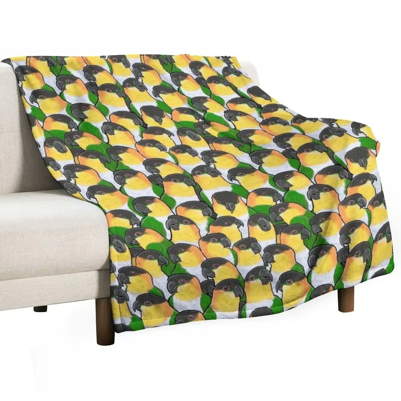 Black-headed Caique Parrots Throw Blanket Retros bed plaid Designers Furrys Blankets