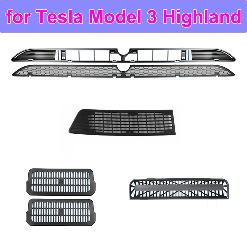 for Tesla Model 3 Highland 2026 Lower Bumper Intake Grille Accessories Anti-Insect Net Mesh Air Vent Under Seat Protect Cover