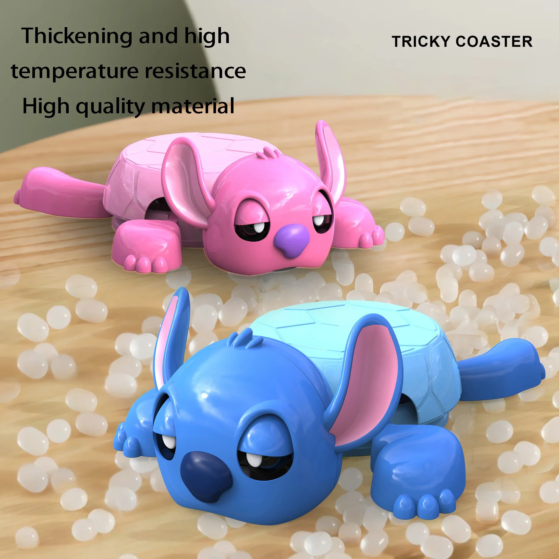 Nuevas posavasos creativos Stitch Turtle, ojos emergentes, extremidades elásticas, estera de silicona resistente al calor, diseño antideslizante, divertido regalo de cumpleaños