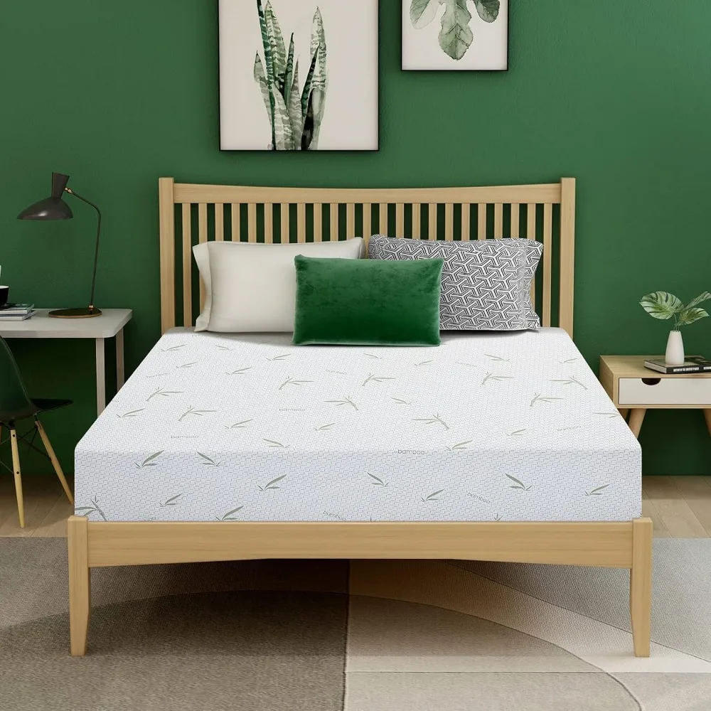 

Airdown Queen Mattress, 10 Inch Memory Foam Mattress in a Box with Breathable Bamboo Cover, Medium Firm Green Tea Gel