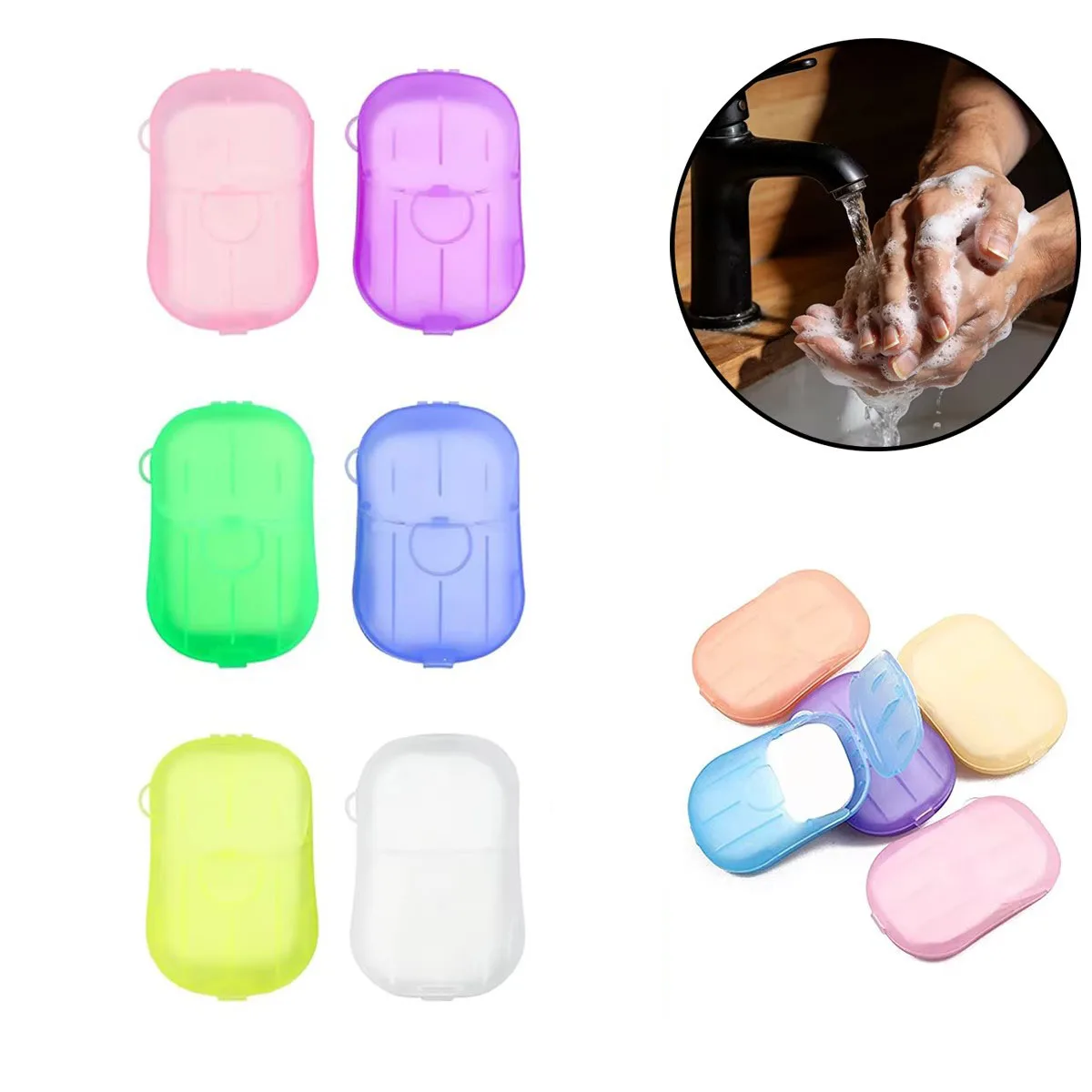 1/3pcs Mini Portable Disposable Travel Soap Boxes Hand Washing Cleaning Paper Slices Strips For School On-The-Go Camping Hiking