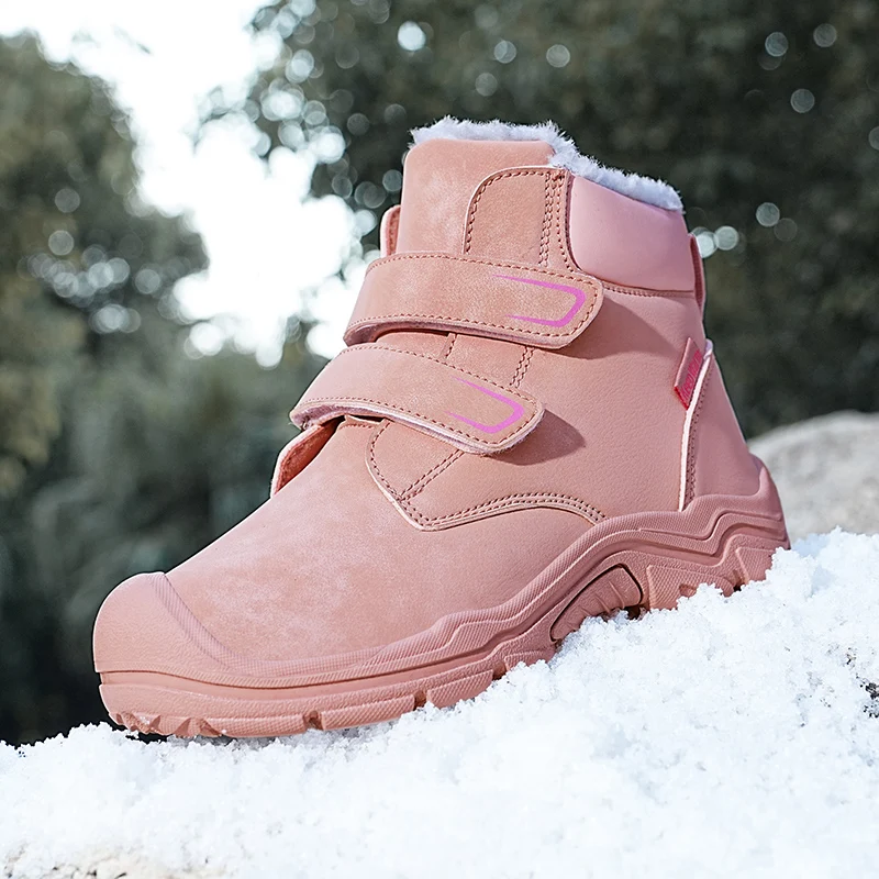 Winter Snow Boots Children High-top Warm Plush Boots Kids Outdoor Suede Fashion Trend Girls Boys Shoes Hiking Sports Shoes 30-38