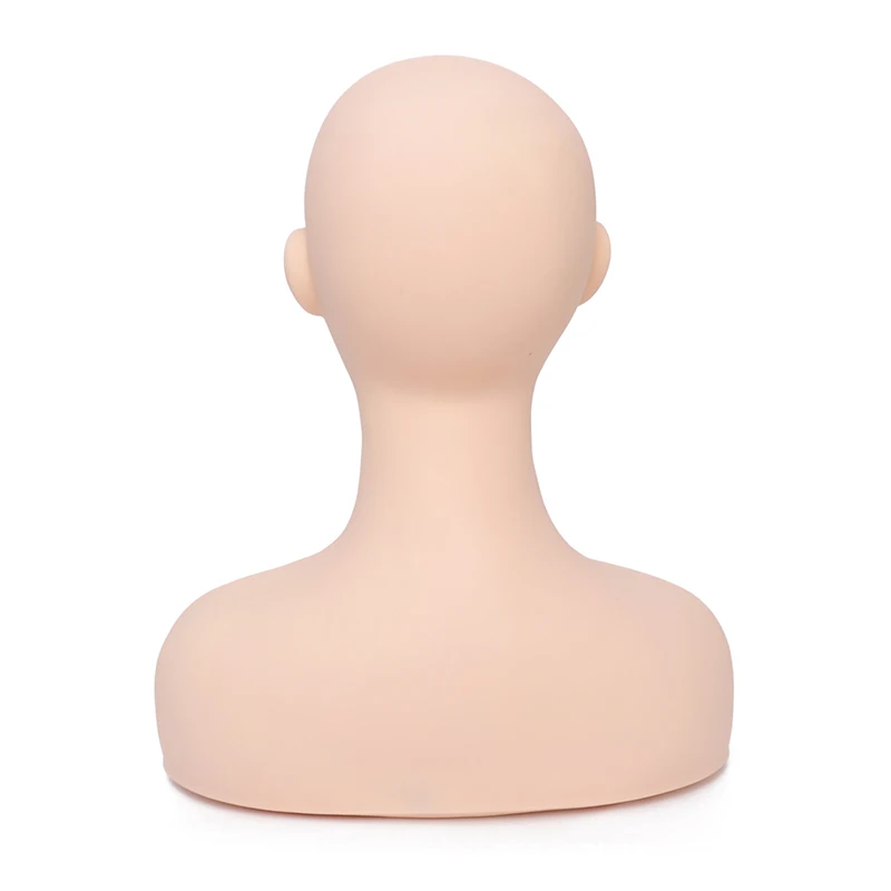 Soft Silicone Massage Cosmetology Make Up Practice Training Mannequin Head Doll with Shoulder Bone Model Head Practice Tool