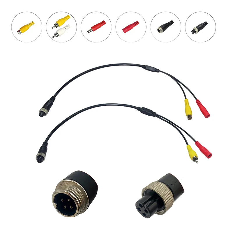 1 Piece For Car Rear Camera Monitor DIY Accessories-RCA AV & DC Power Converter Cable 4Pin Aviation Male To Female Adapter