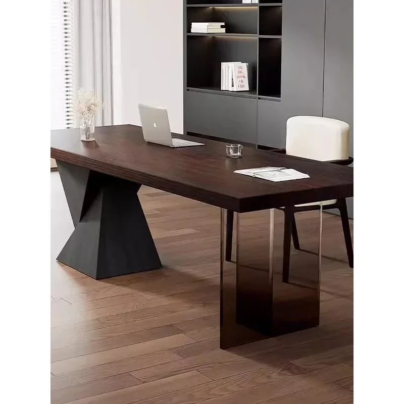 

Italian minimalist desk with socket light luxury modern minimalist home study