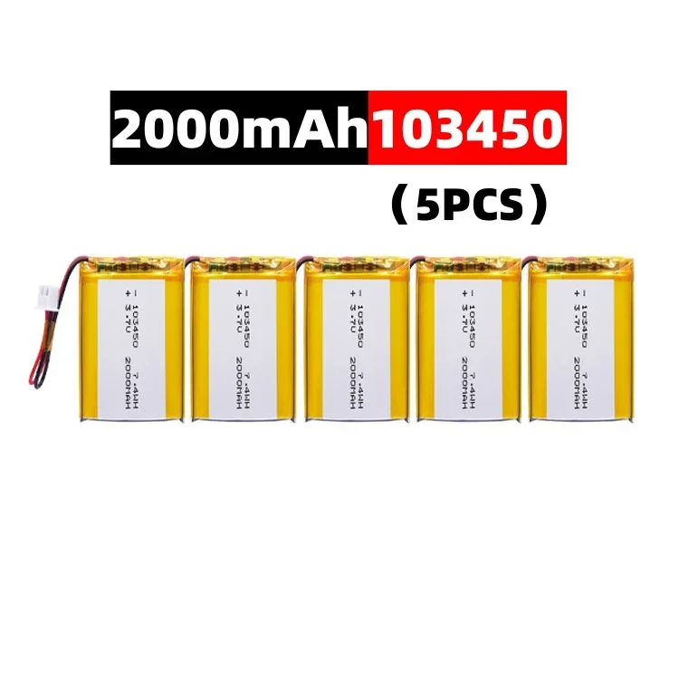 103450 3.7 V 2000 mAh Polymeer Lithium Oplaadbare Batterij jst PH 2.0mm 2pin plug voor Camera GPS navigator MP5 Bluetooth Headset