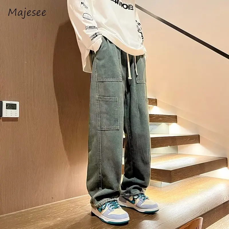 S-3XL Jeans Heren Losse Amerikaanse stijl Vintage High Street Gewassen denimbroek All-match Chic Ins Hip Hop Herfst Populair College