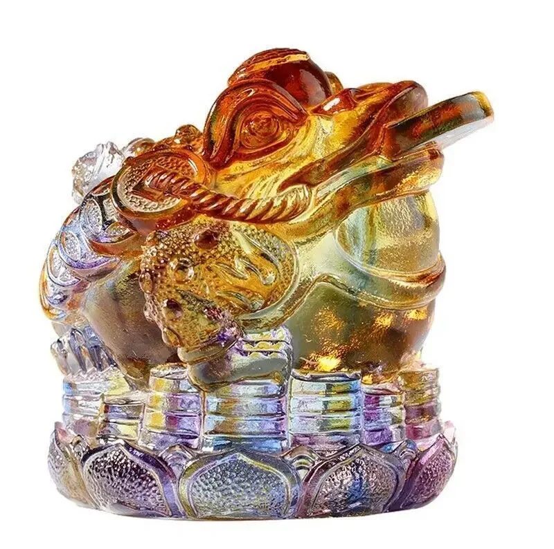 Chinese 3 Legged Toad Statue Liu Li Money Frog Feng Shui Coins Wealth Decor