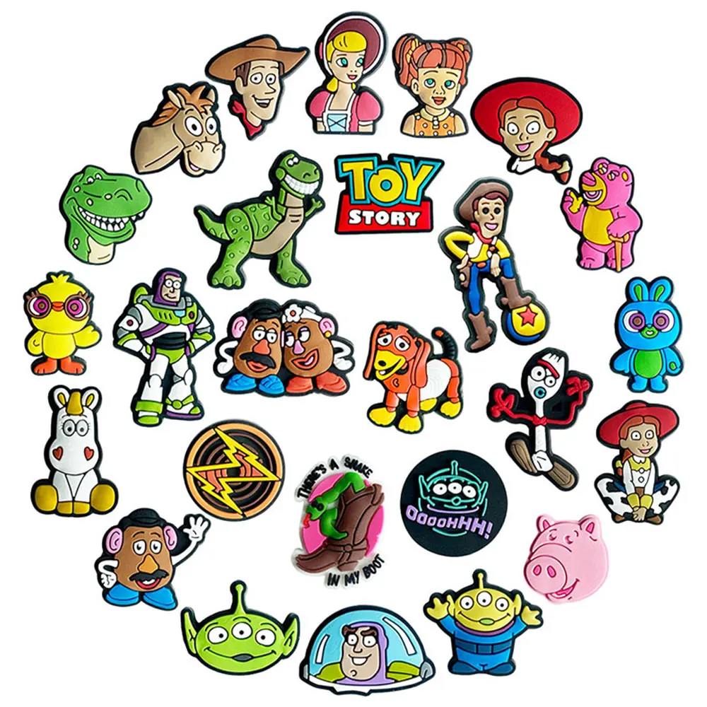 12/26pcs Toy Story Shoe Charms Disney Cartoon Buzz Light Year Charms Shoe PVC Accessories DIY Kids Sandals Decorative Buckle