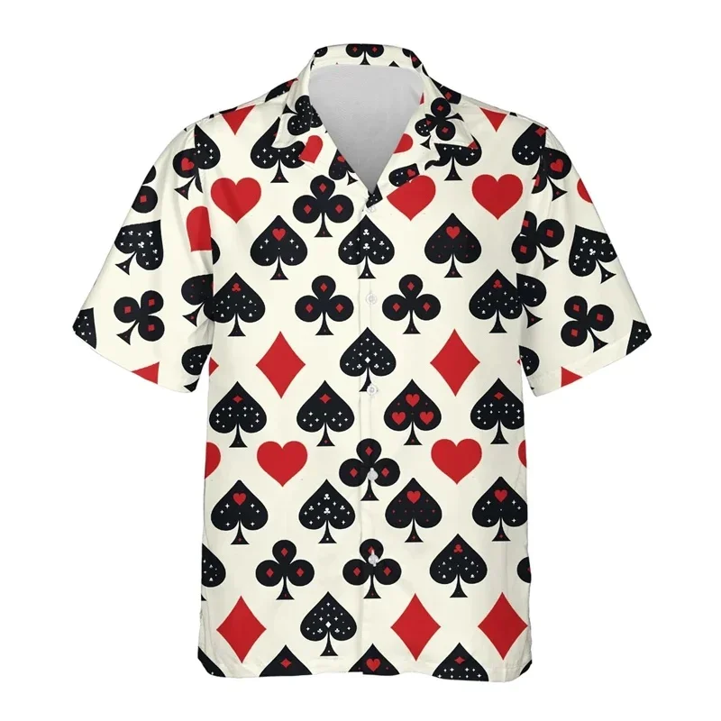 Men's Beach T-shirt Casual Collar Shirt Poker 3D Prin Tinga Waiian Summer Enter Tainment Top Shirt Soft Fabric Quick-drying