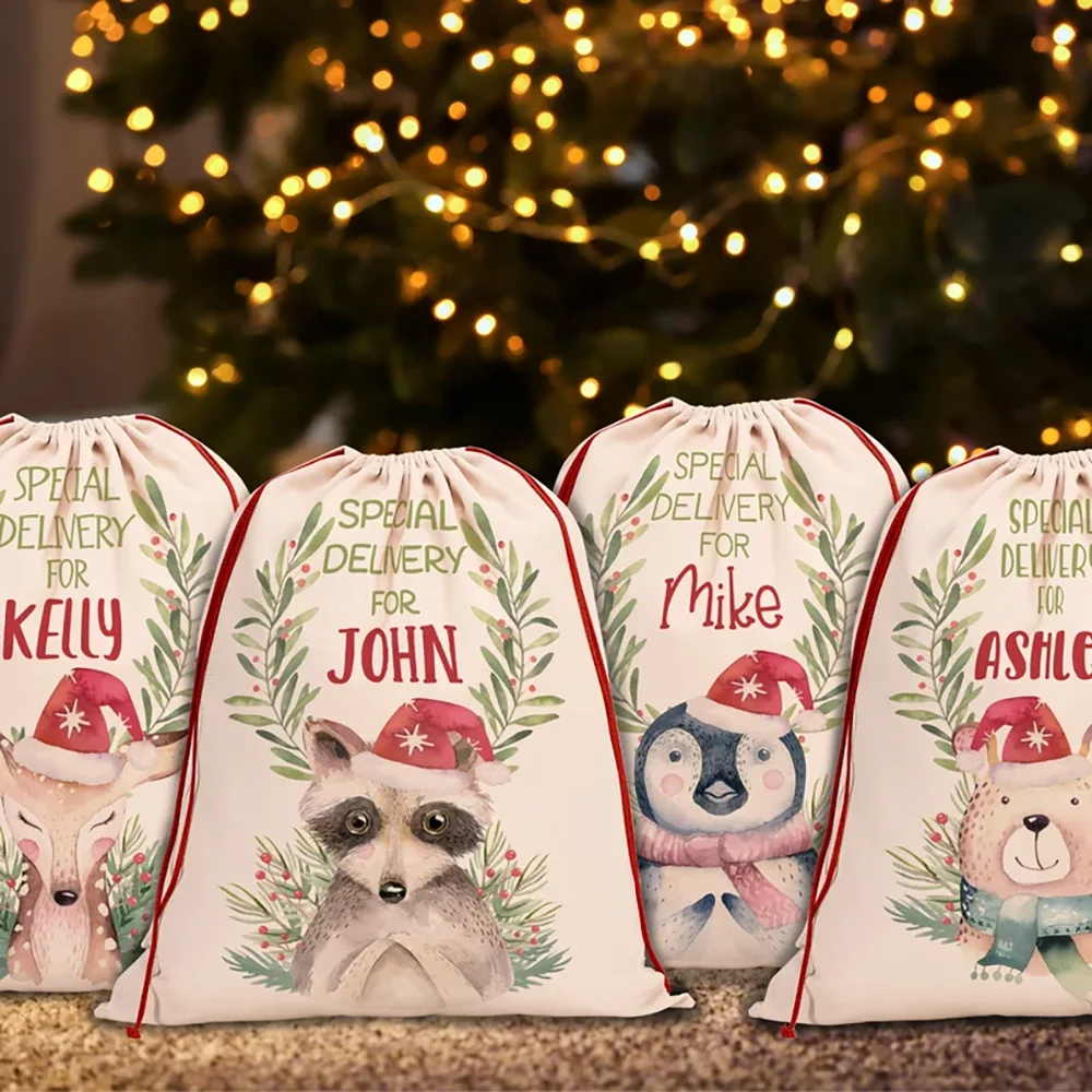

Personalised Santa Sack Christmas Bag with Drawstring Large Santa Gift Bag Holiday Presents Delivery From Santa New Year Gift