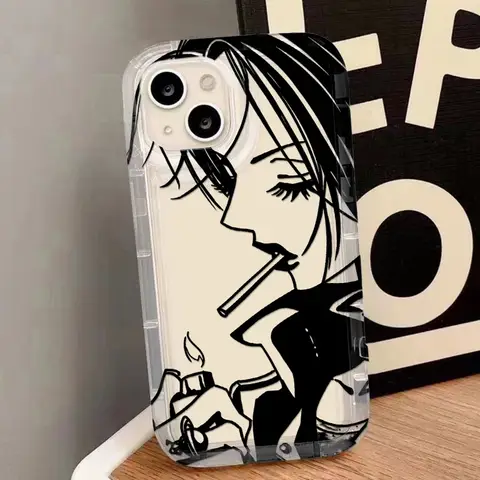 Anime Cool Nana Osaki Line Genomskinligt Hot-skal till iPhone 16 15 14 13 12 11 Pro Max 14 15 Plus XR XS Max SE Airbag Stötsäkert Skal 8 best sales Nana-fallet - №1