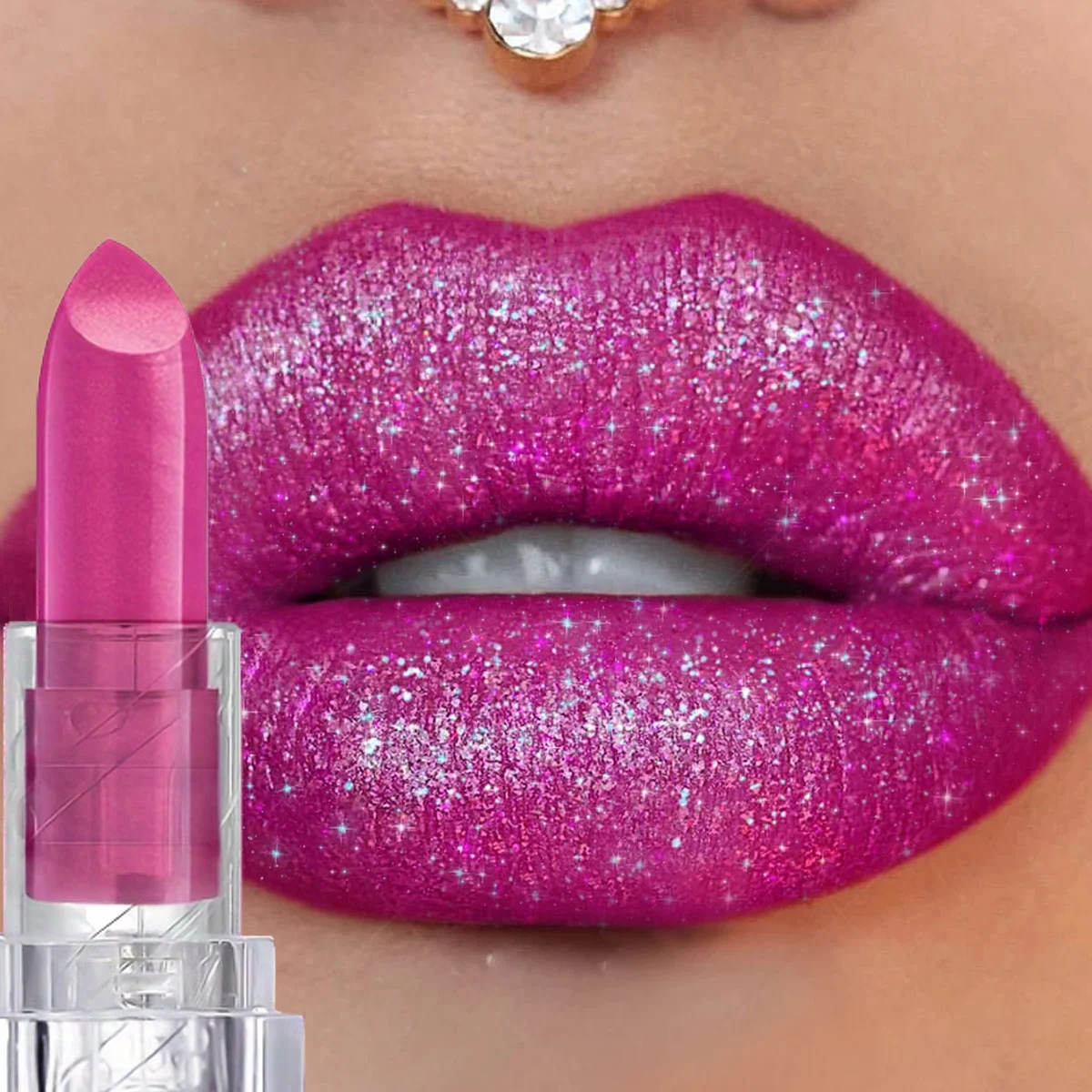 Sparkling Lipstick Diamond Pearl Gloss Long Lasting Makeup Waterproof and Not Easy to Fade Women's Lip Gloss Lipstick
