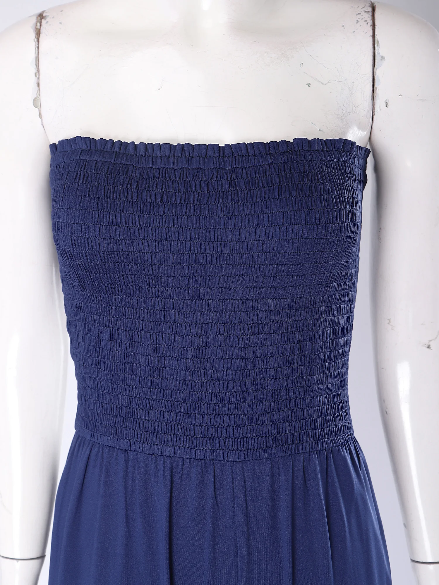 Women Strapless Jumpsuit Elastic Bodice Sheer Floral Lace Patchwork Wide-leg Bottoms Bandeau Rompers for Beach Vacation