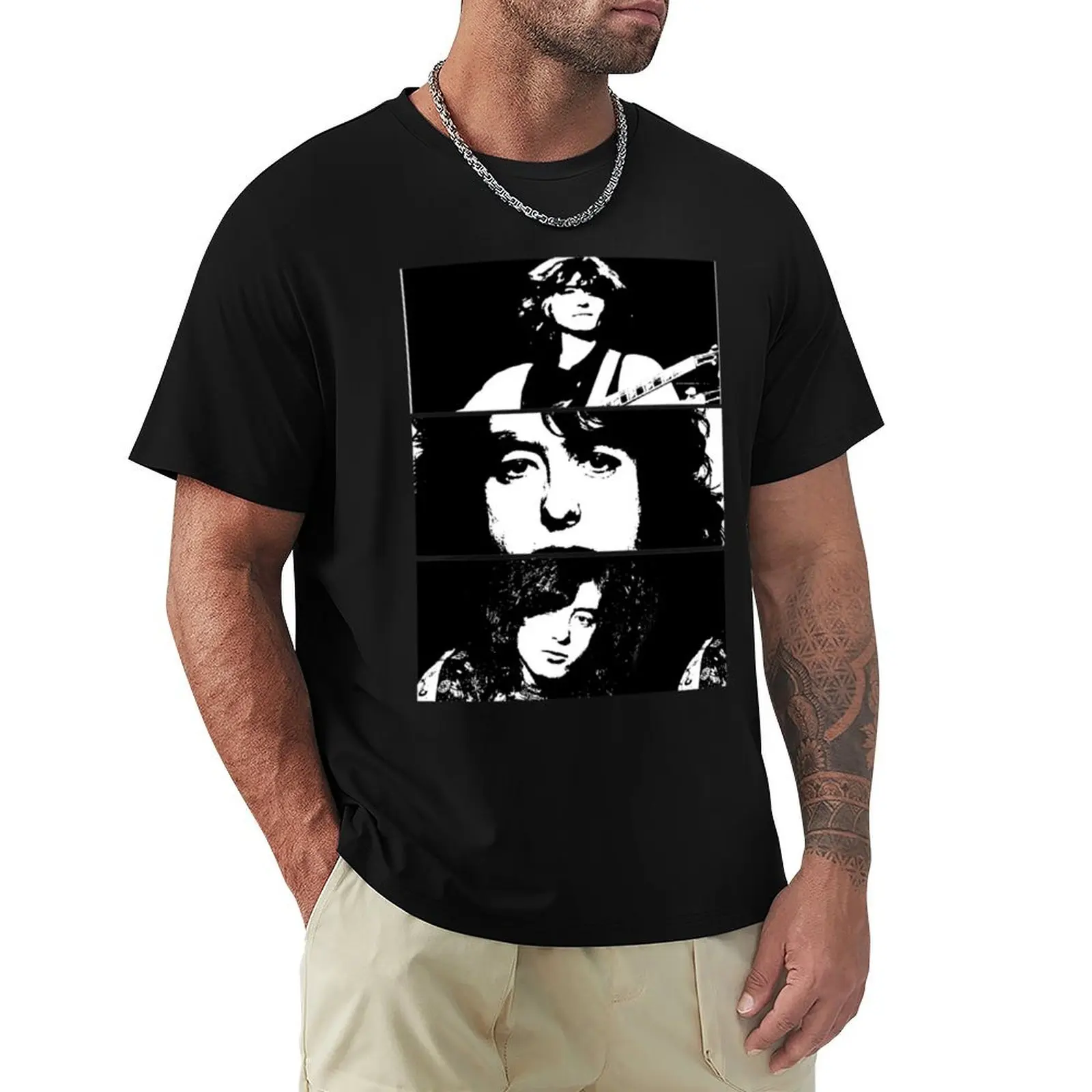 

College potrait jimmy page T-Shirt vintage clothes korean fashion vintage shirts graphic tee mens designer t shirt