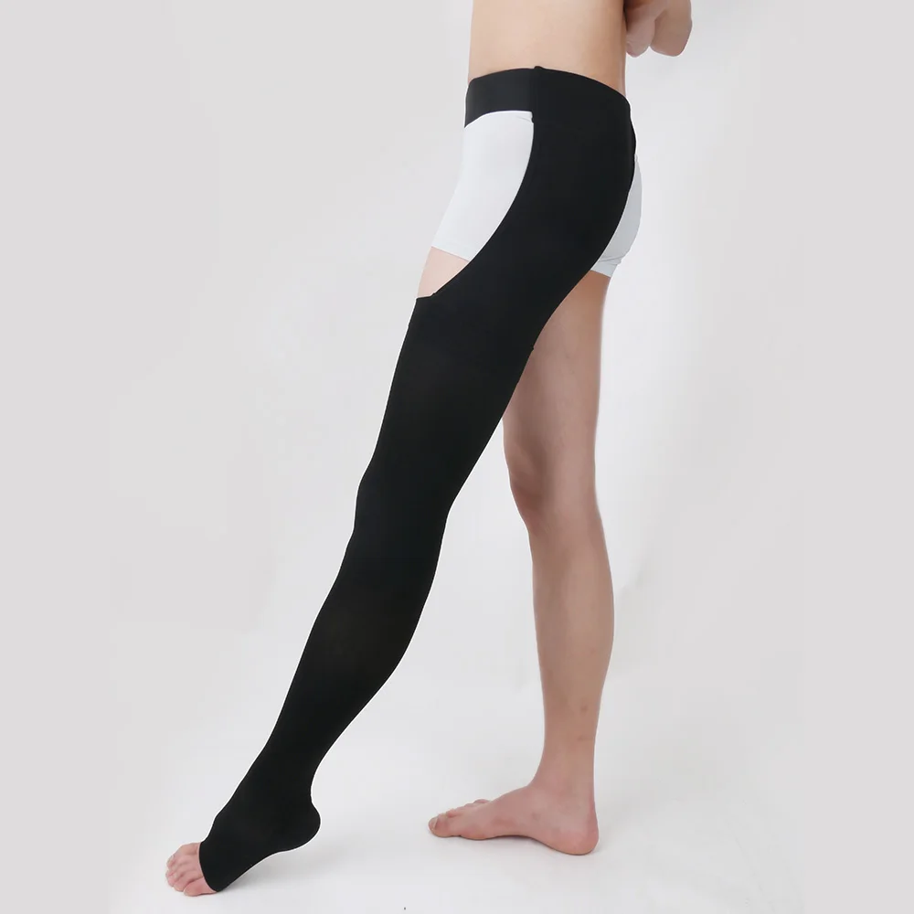 Legbeauty 20–30 mmHg medizinische oberschenkelhohe Kompressionsstrümpfe, Unisex, offene Zehen, Krampfadern, Socke, einzelnes Bein, Lymphödem-Strumpfhose – Detail 4