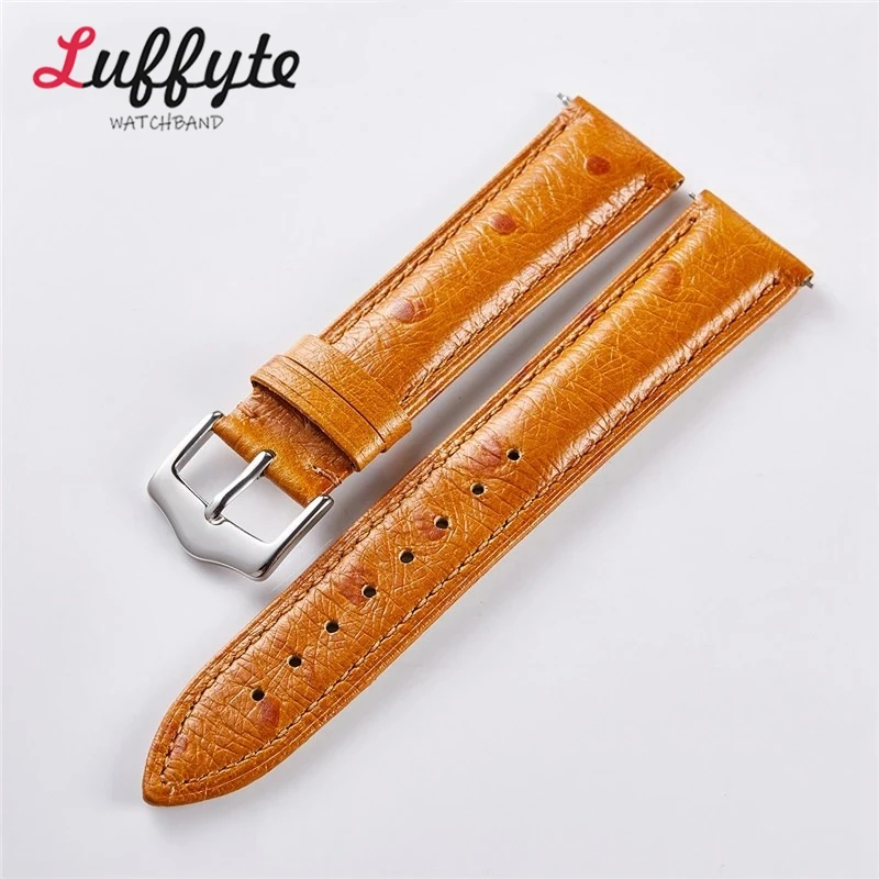 Man Vintage Genuine Leather Watch Strap Watch Accessories 18mm 20mm 22mm Ostrich Pattern Cowhide Quick Release Watchband