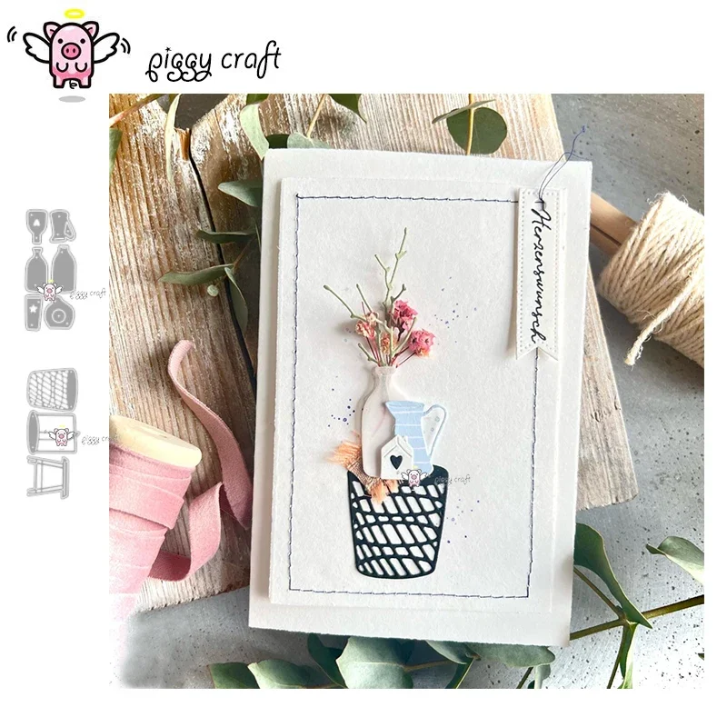 1pc Piggy Craft metal cutting dies cut die mold Basket table stool vase Scrapbook paper craft mold blade punch stencils dies