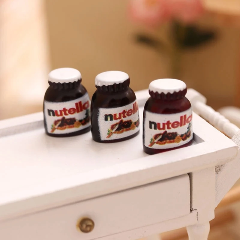 3PCS Miniature Food Mini Nut Sauce Jam Model Chocolate Sauce Food Doll Kitchen Toy 1:12 Dollhouse Accessories