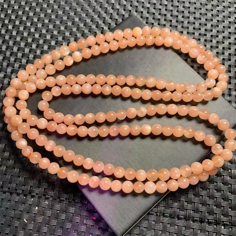 

6MM Natural Sunstone Triple Circle Bracelet Women Elegant Round Charm Yoga Strand Female Jewelry Holiday Gift 1PCS