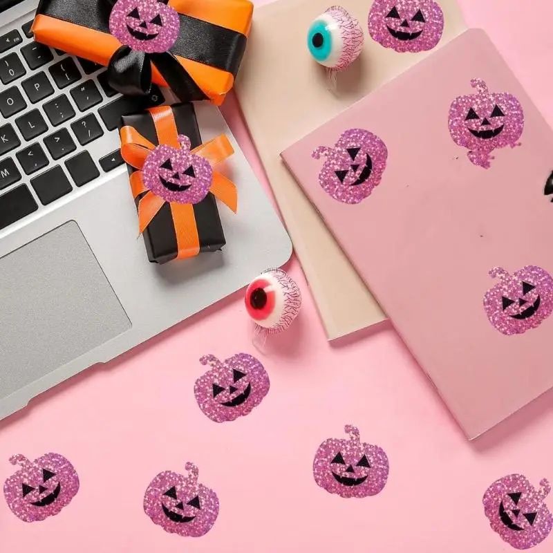 G6KF 500 قطعة من ملصقات الليزر الهالوين لتزيين موضوع اليقطين للاحتفال بالمهرجان