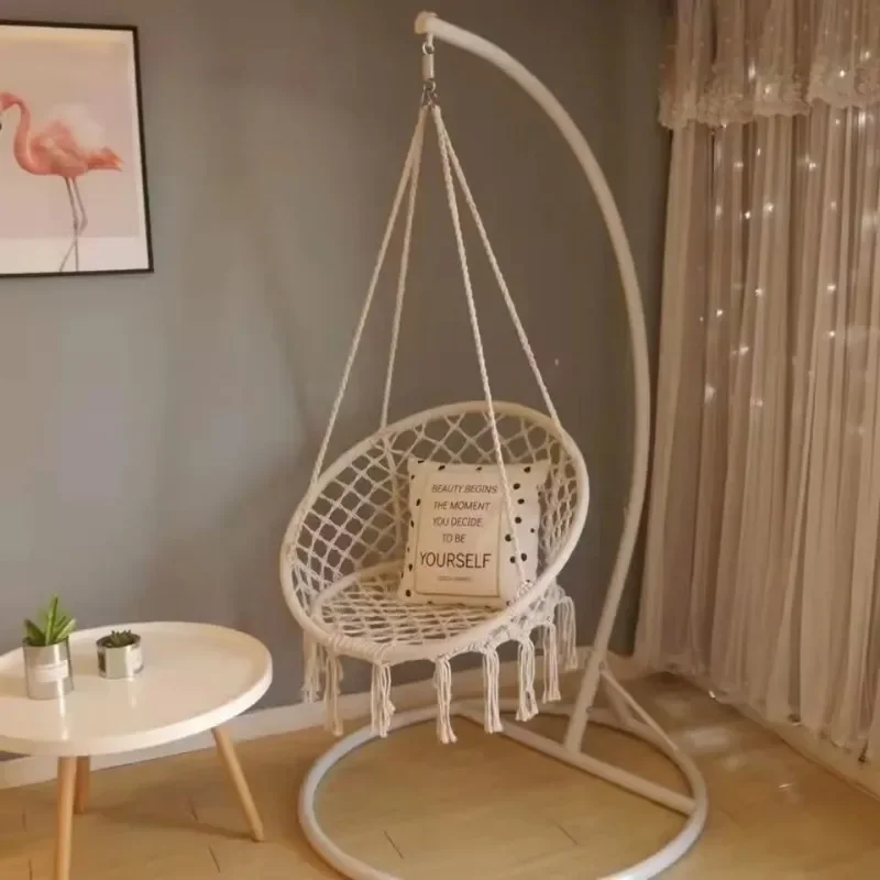 Home Decoration Hammocks Hanging Chair Tasseled Cotton Rope Braid Nordic Luxury Hammock Big Modern Creative Comfort Hammocks
