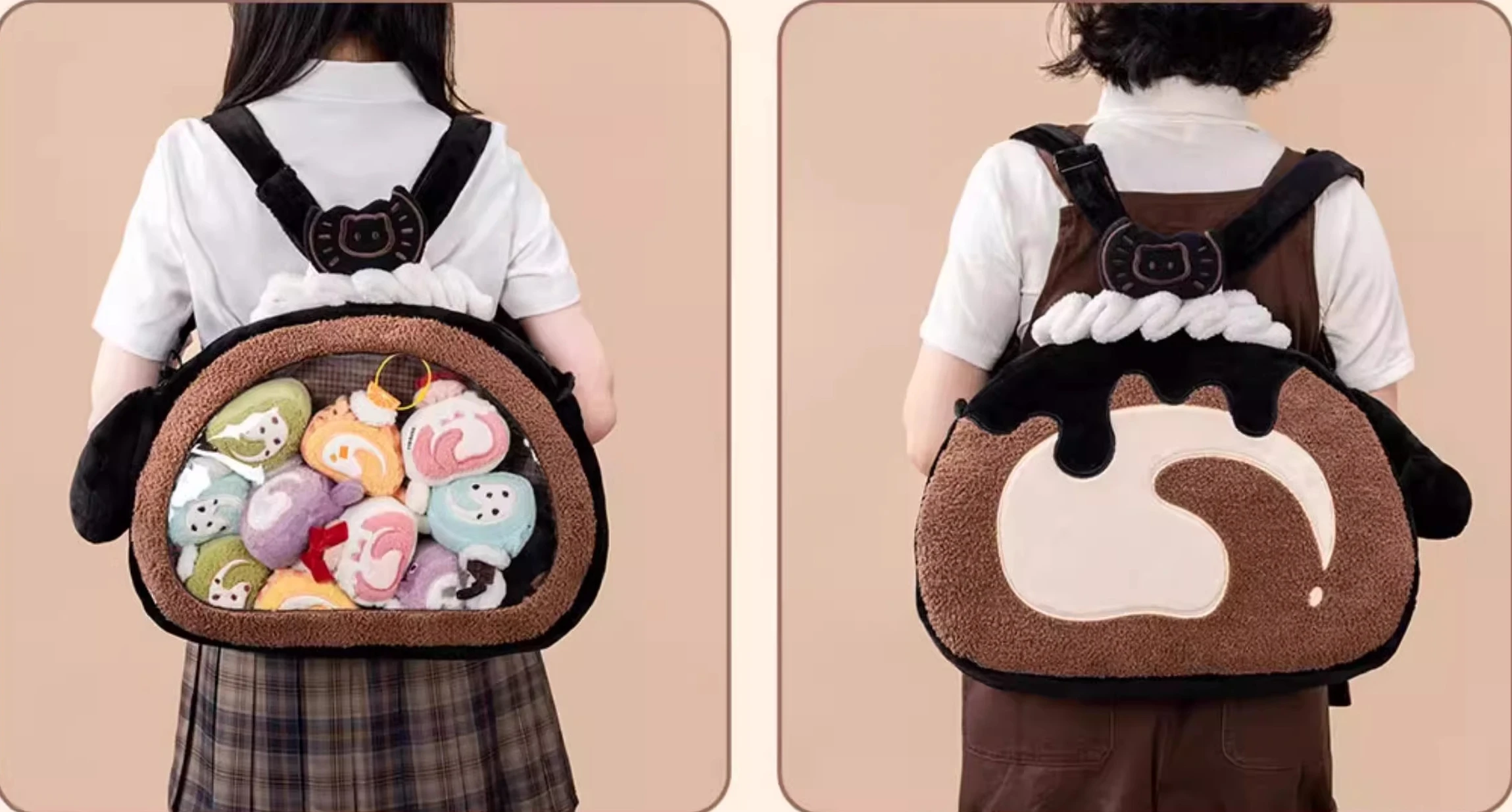 

Sweet Cute Lolita Cake Roll Backpack Women's Plush Messenger Bag Storage Bag DIY Ltabag Schoolbag Girls Give Girlfriends Gifts
