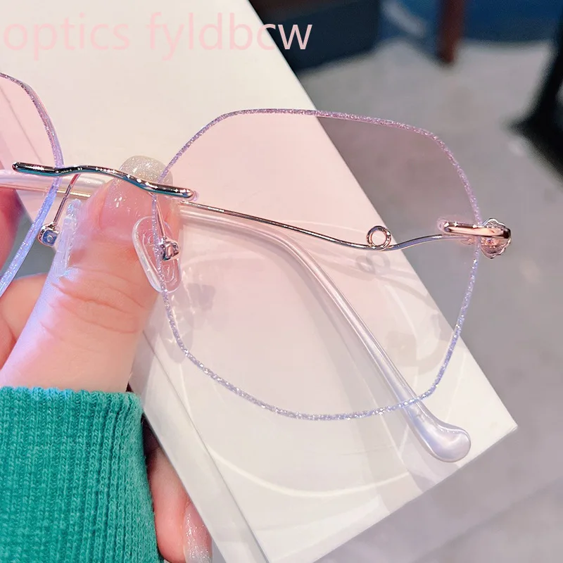 

+50+75+100+125-150-175 Rimless Glasses Optical Prescription Glasses Customized Women's Fashion Decorative Astigmatism Correction