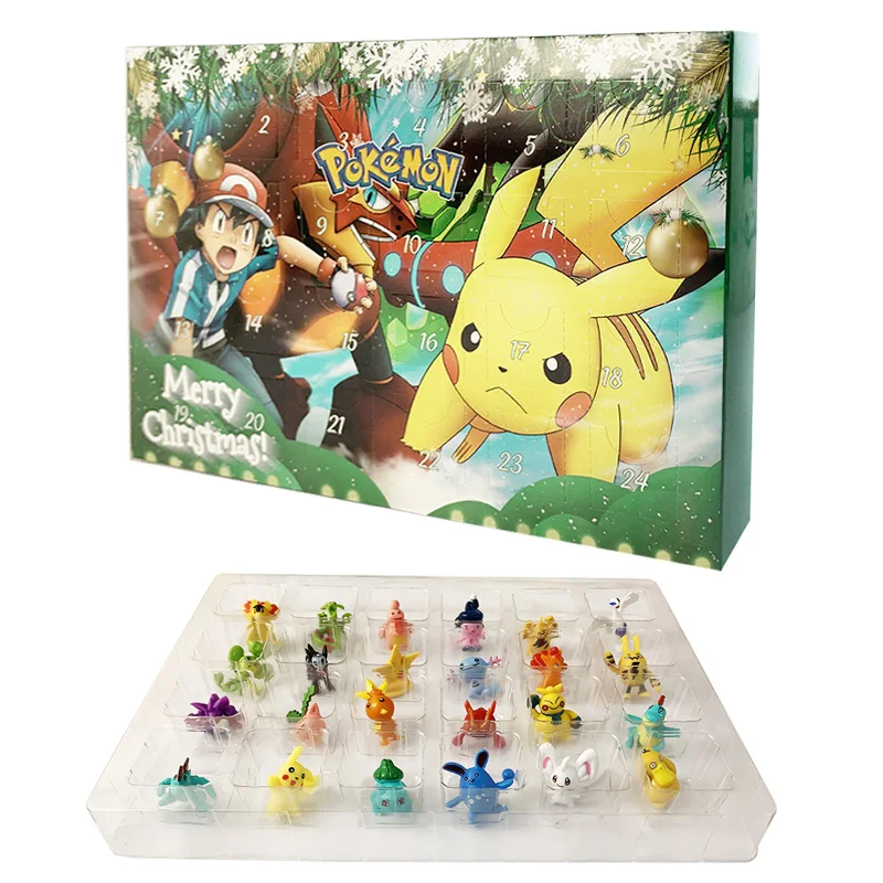 Pokemon Advent Calendar Box 2024 Merry Christmas green yellow blue mini small Pikachu action Figure kids Child Toy Xmas Gift 24 view 4
