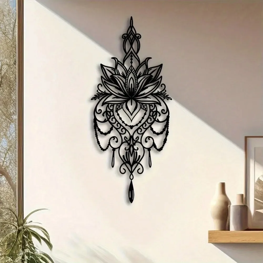 

Черно-белая мандала: настенный декор с лотосом из акрила для медитации, йоги, дома и офиса