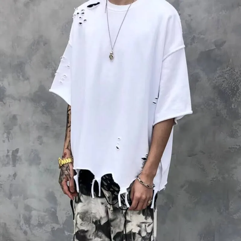 

Большая мужская летняя свободная футболка в стиле хип-хоп с короткими рукавами и короткими рукавами, мужская и женская модная трендовая футболка