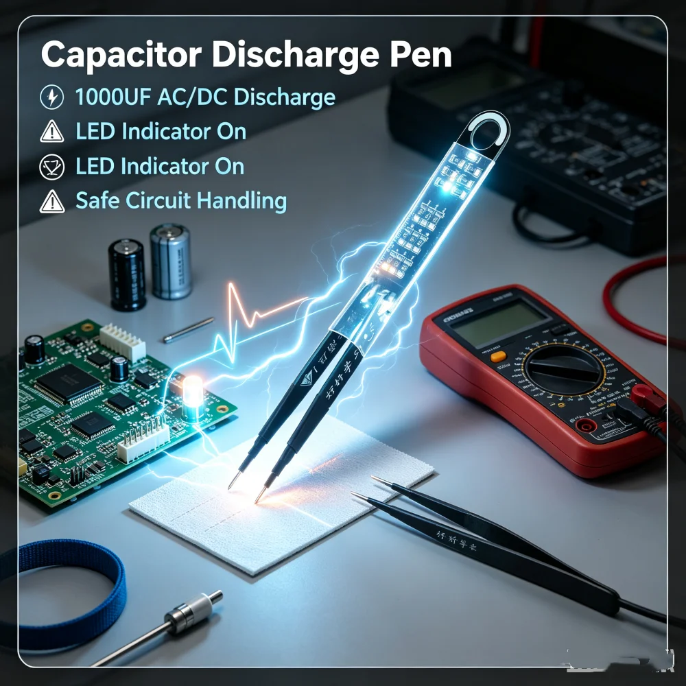 1000UF Capacitor Discharge Pen module Fast Discharge Capacitor Discharge Tools With LED Indicator Light Electronic Repair Tools