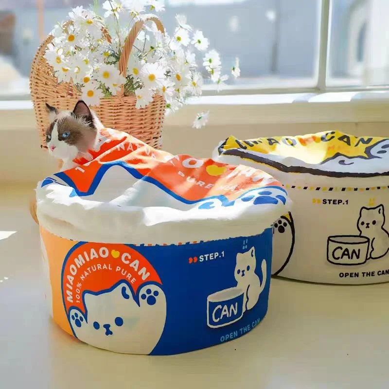 Pet Dog Cat House Kennel Super Large Instant Noodle Warm Dog Cat Nest Beds Cushion Udon Cup Noodle Pet Bed Cozy Nest