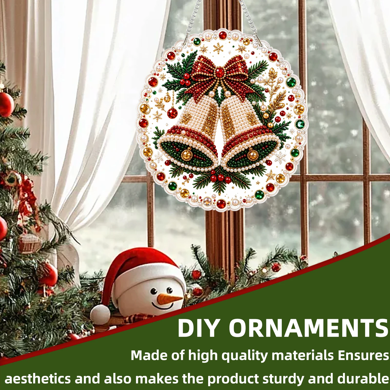 Diamond Painting Pendant DIY 24cm Christmas Hanging Ornament Double-Sided Crystal Resin Drill Full Kit