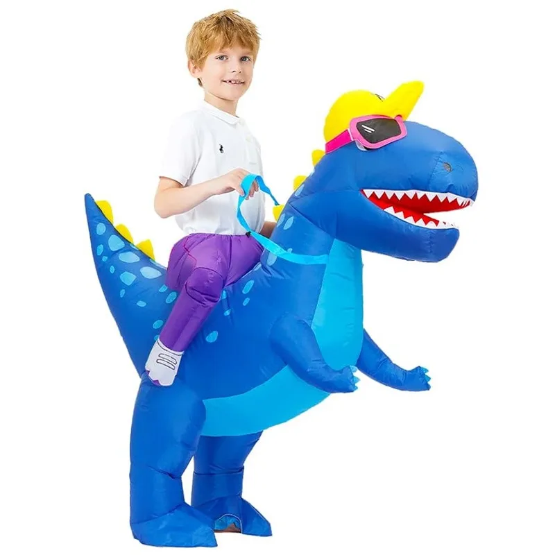 نظارات شمسية قابلة للنفخ لعيد الميلاد، بدلة قابلة للنفخ على شكل ديناصور للوالدين والطفل مناسبة لحفلات لعب الأدوار