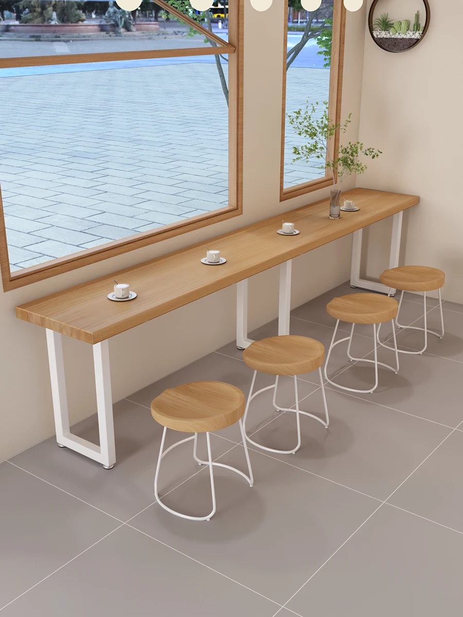 

Low bar table, industrial style convenience store snack bar bar long table, wall narrow dining table and chair combination 1213
