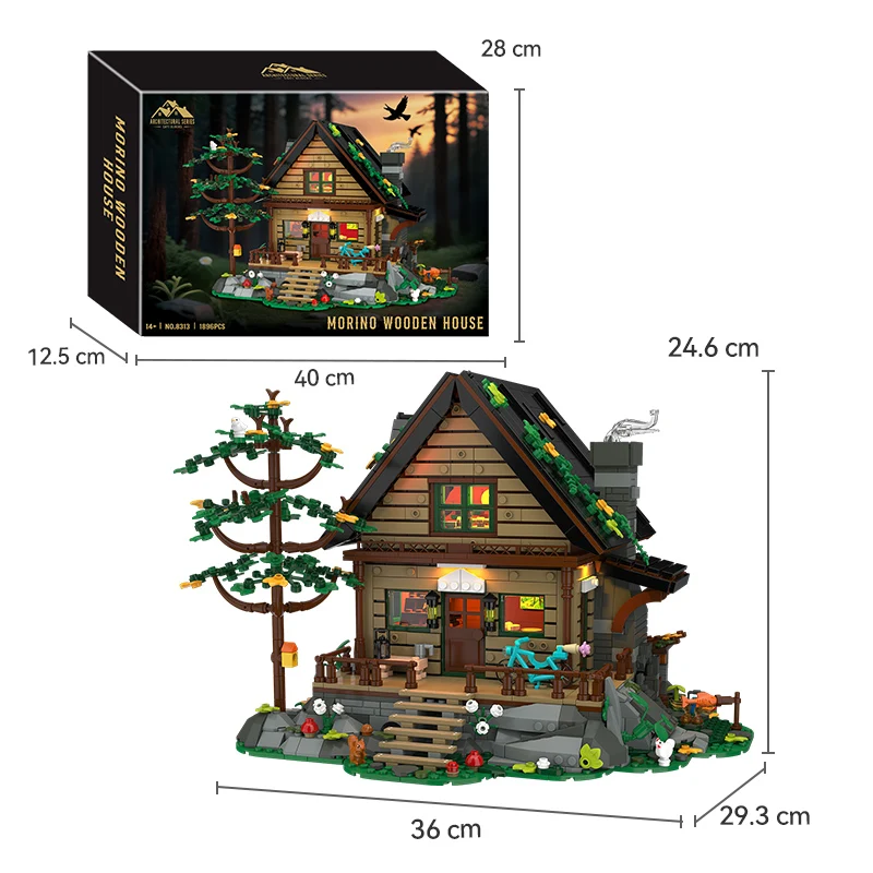 MOC Wald Hütte Holz Baum Haus Bausteine Set Garten Villa Hütte Architektur Idee Spielzeug Für Kinder Geburtstag Weihnachten Geschenke