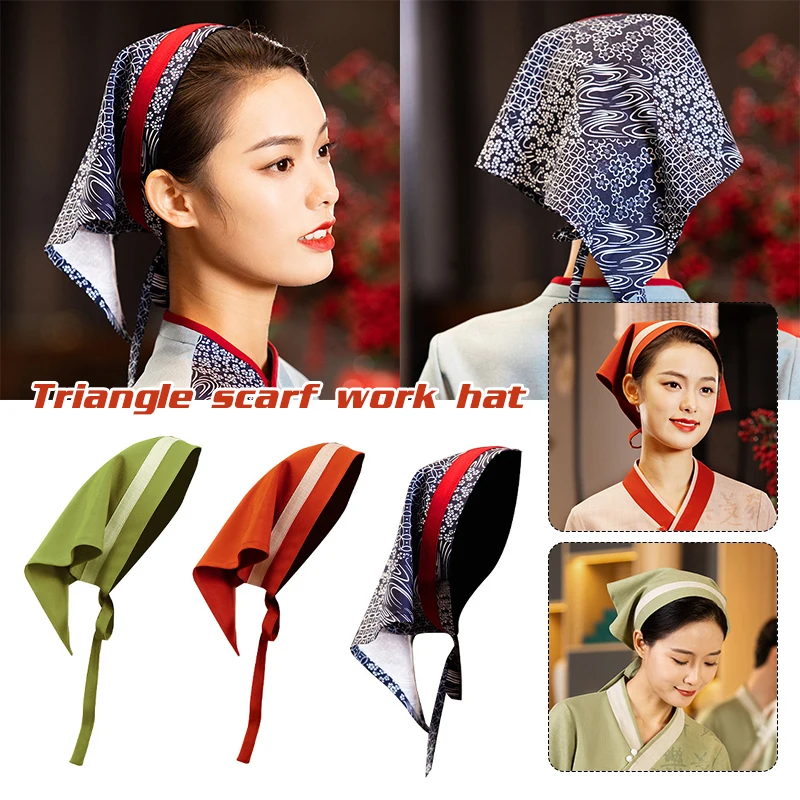 Japanese Chef Working Hat Cotton Cuisine Restaurant Hotel Tea House Waiter Print Turban Headwear Headscarf Triangle Dustproof