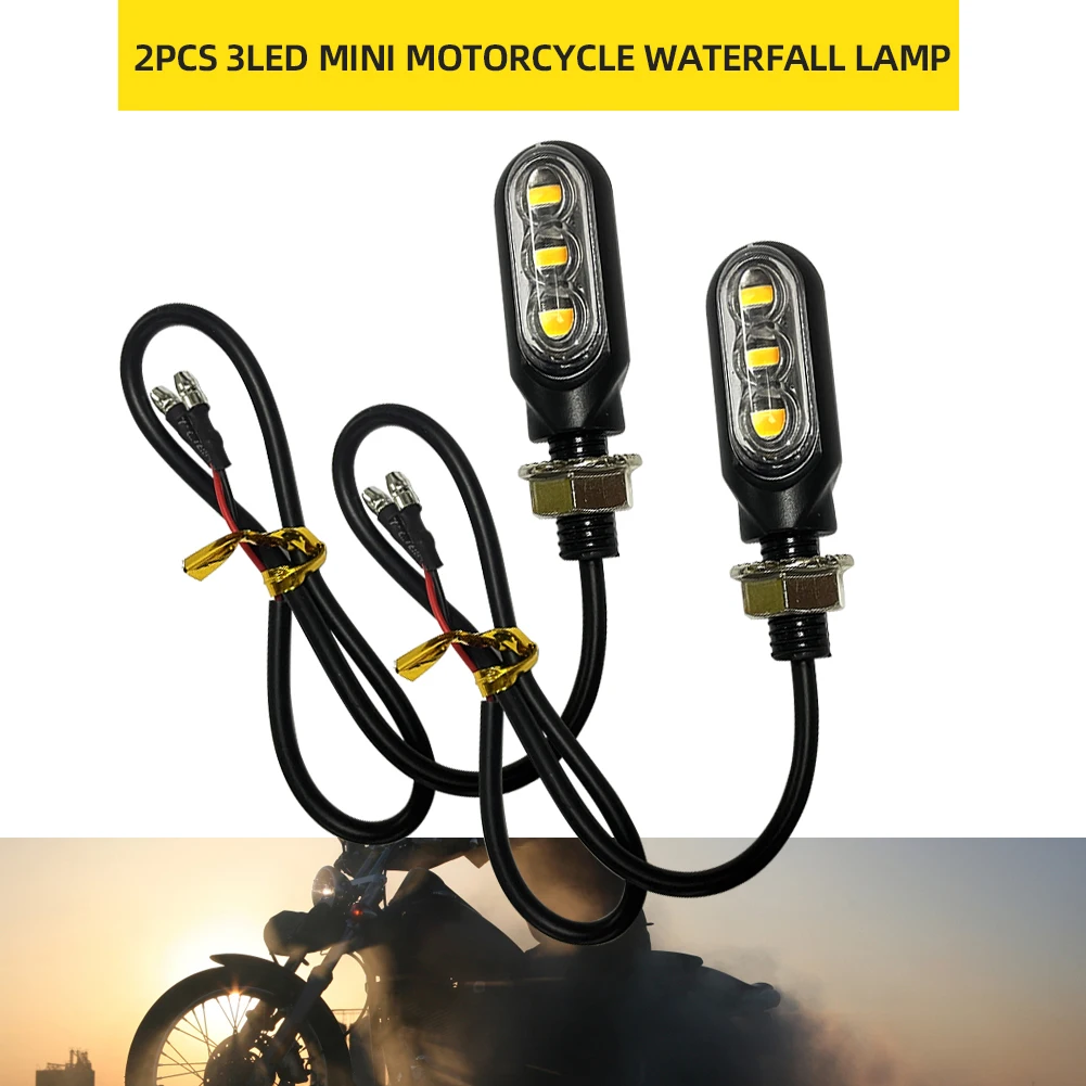 

2PCS Mini Led Motorcycle Turn Signal Light Lamp Indicators Blinker Amber Clignotant Moto 3Led 12V for Yamaha Kawasaki Cafe Racer