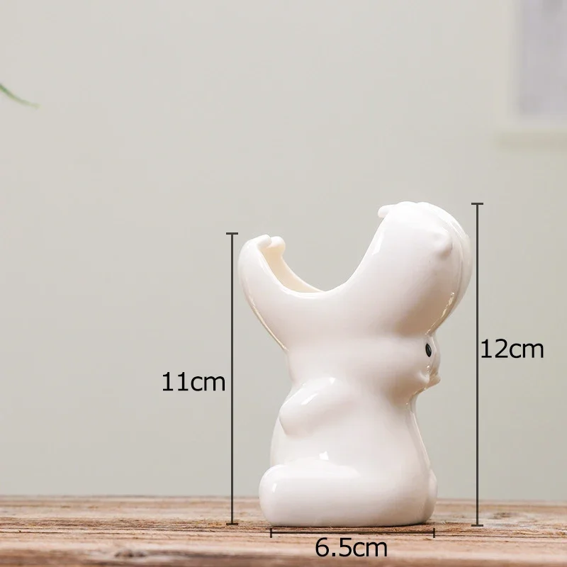 White Ceramic Hippo Planter Decorative Flower Pot Multifunctional Container Holder Animal Figurines Home Garden Decor