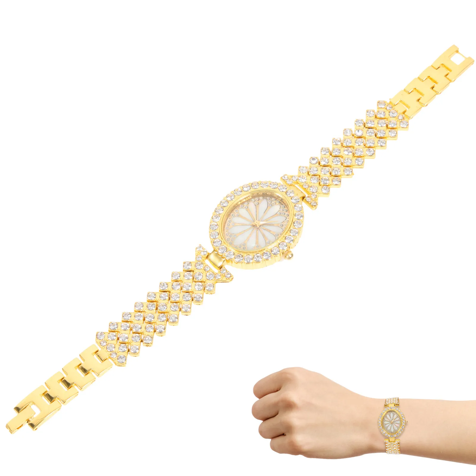 Women Wristwatch Simple Chic Shiny Watch Casual Rhinestone Embellished Women Watch Ornament Perfect for Daily Wear