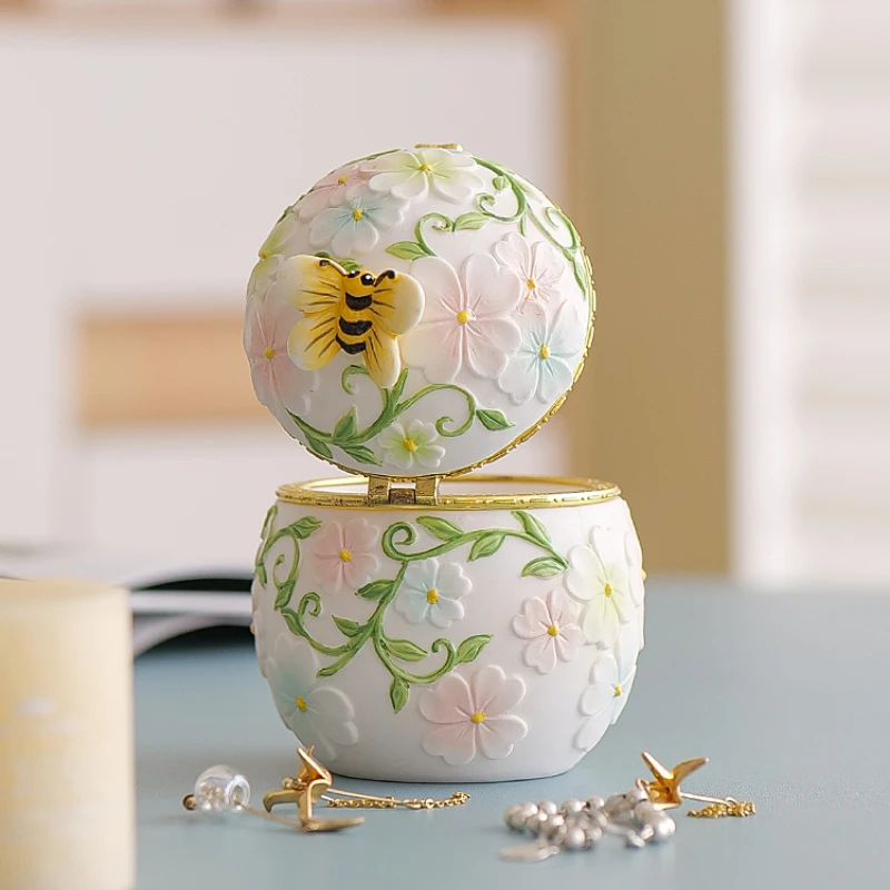 Exquisite Ceramic Storage Jar Ring Earring Necklace Jewelry Box Jars Hand-painted Ceramic Storage Box Home Decoration Ornaments