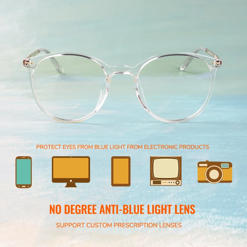 Toketorism Transparent Vintage Eyeglasses Anti Blue Glasses for Women and Men Optical Frame 5502